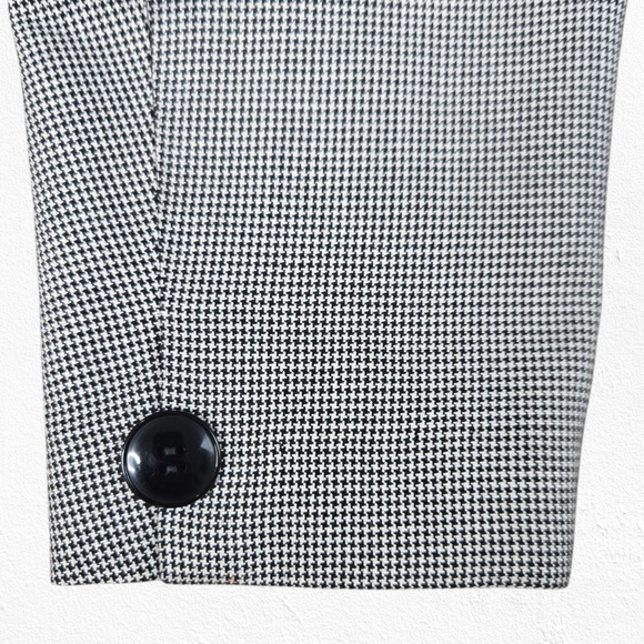 1980s Vintage Black Houndstooth E.H. Woods Power Suit Jacket Blazer Size 10 - Picture 4 of 7